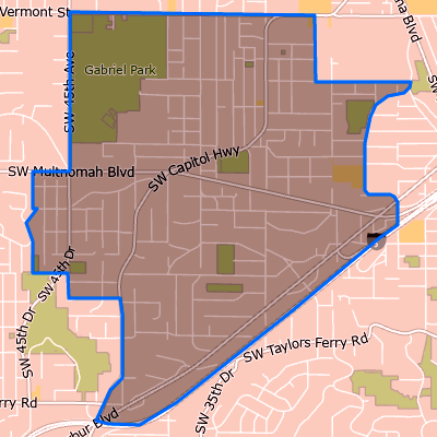 map of multnomah village